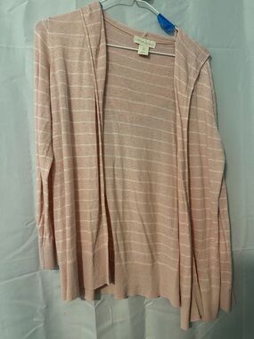 Cynthia Rowley Blush Pink Striped Hooded Open Cardigan